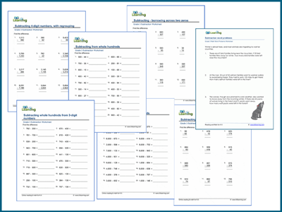 Grade 3 Subtraction Worksheets