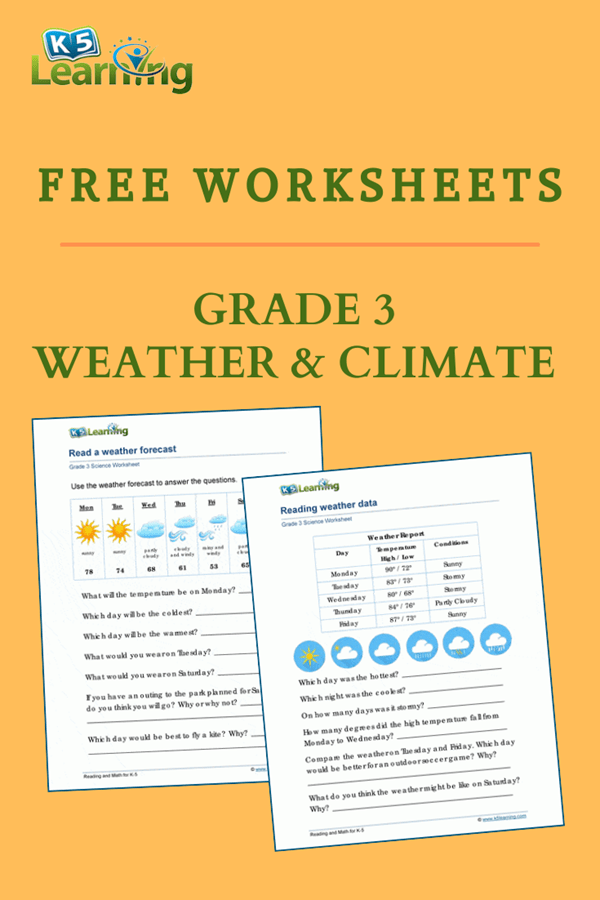Weather And Climate Worksheets For Grade 3 Students K5 Learning