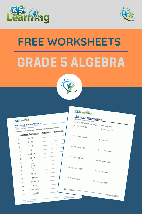 Grade 5 Algebra Worksheets With Answers K5 Learning