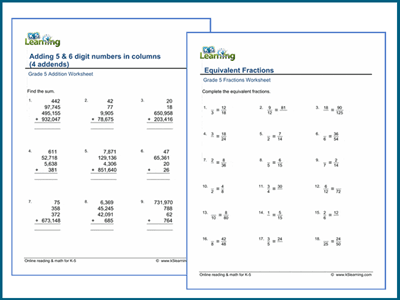 Grade 5 math worksheets