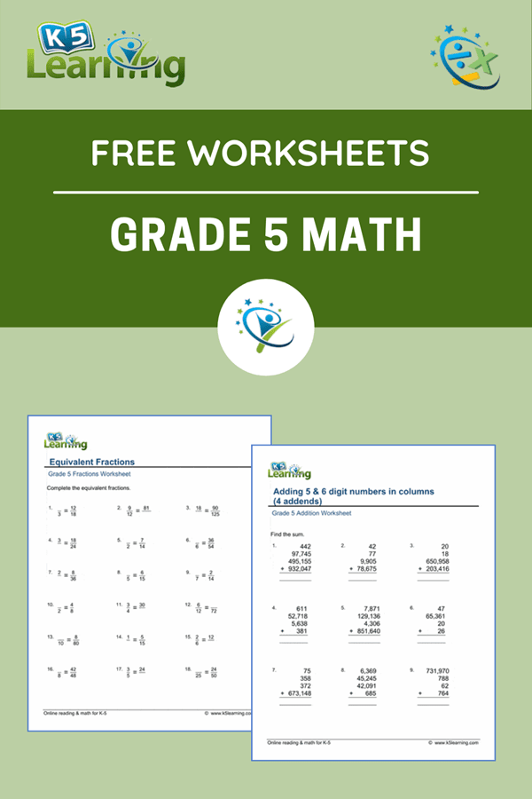 new free grade 5 math worksheets pages k5 learning