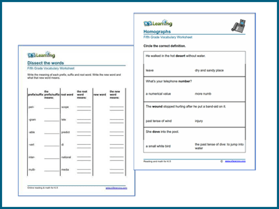 Grade 5 vocabulary worksheets