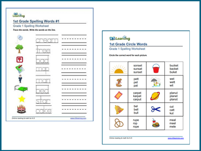 Grade 1 spelling worksheets