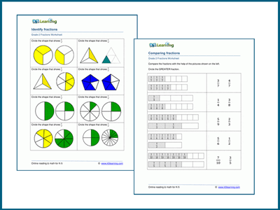 Grade 2 fractions worksheets