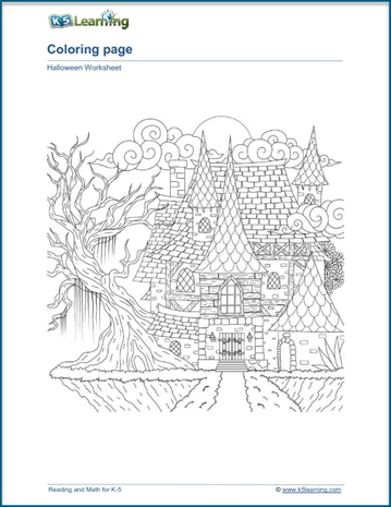 Advanced haunted house coloring page
