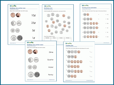 Kindergarten money worksheets