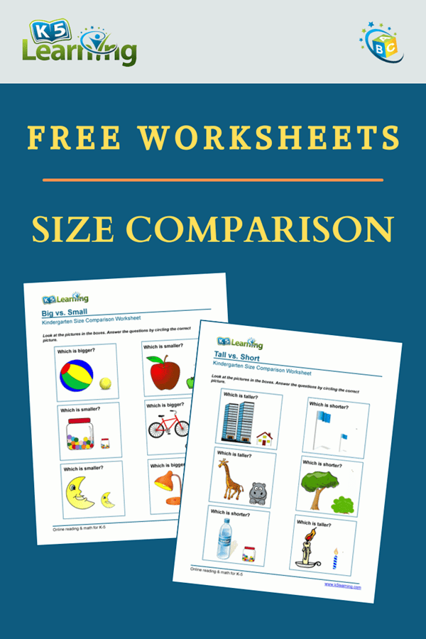 Size Comparison Worksheets for Kindergarten K5 Learning