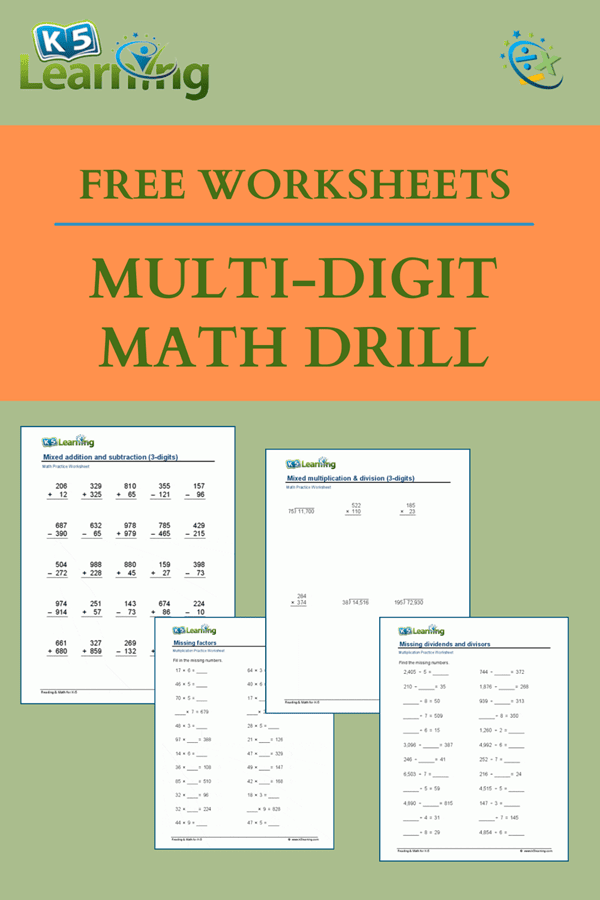Multidigit Math Drill Practice K5 Learning