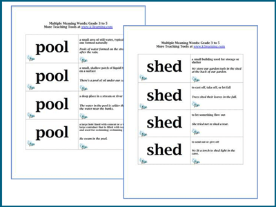 Multiple meaning words flashcards