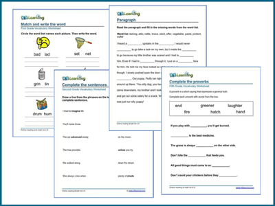 Vocabulary worksheets