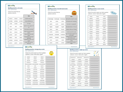 Spelling challenge worksheets