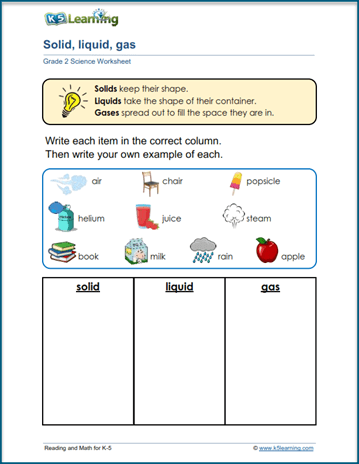 States of Matter Worksheets | K5 Learning