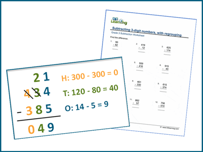How to subtract 3-digit numbers with regrouping