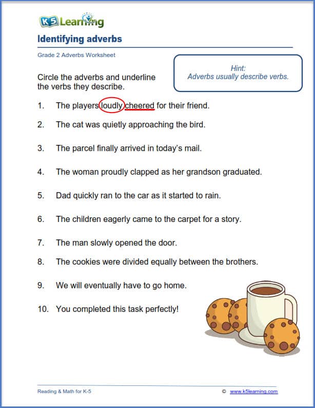 Adverb Worksheets For Elementary School Printable Free K5 Learning Grade 4 Adjectives And