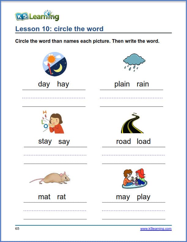 grade 1 vocabulary circle words