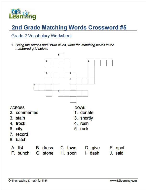 2nd Grade Vocabulary Worksheets - printable and organized ...