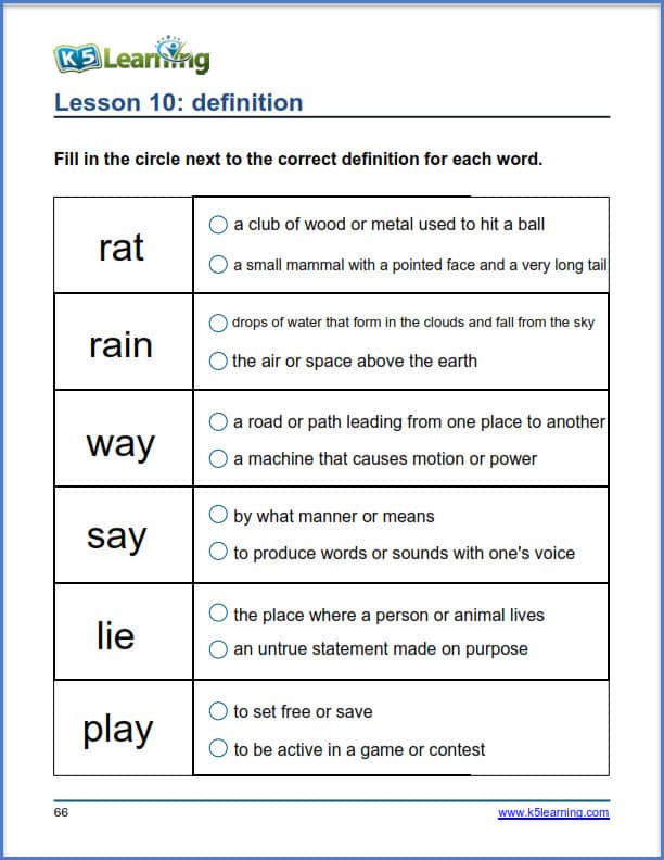 new vocabulary workbook for grade 1 K5 Learning