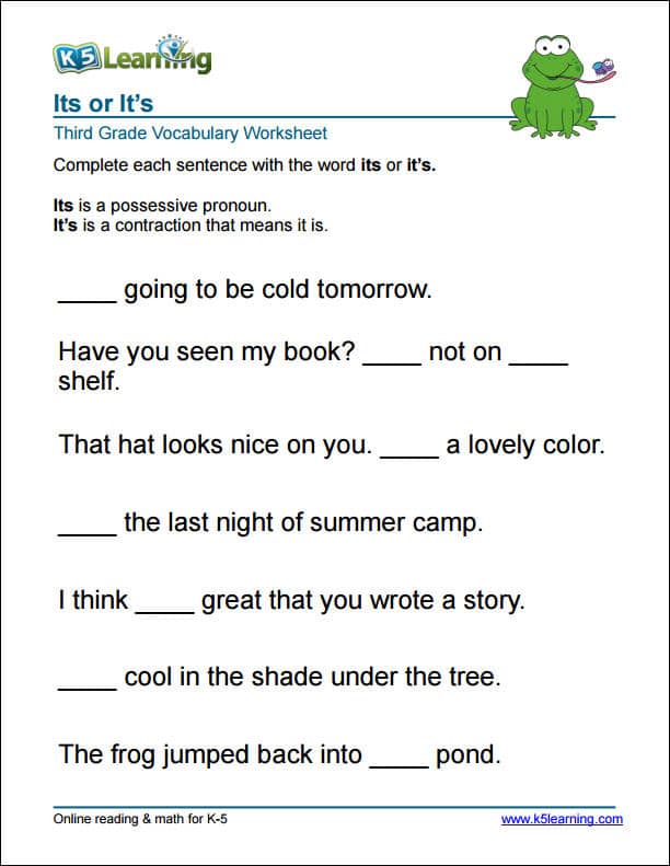 Grade 3 Vocabulary Worksheets – Printable And Organized By