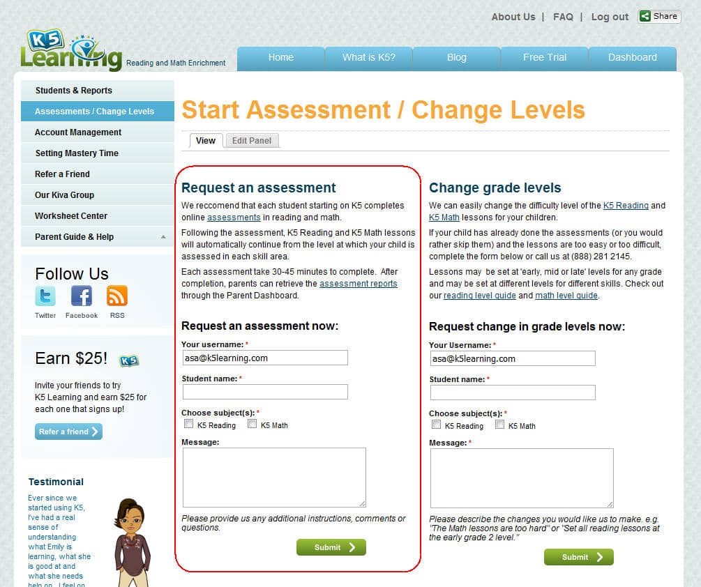 assessment request