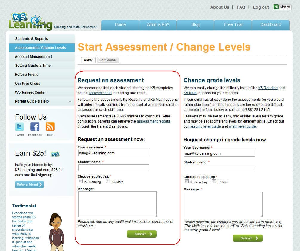 assessment request