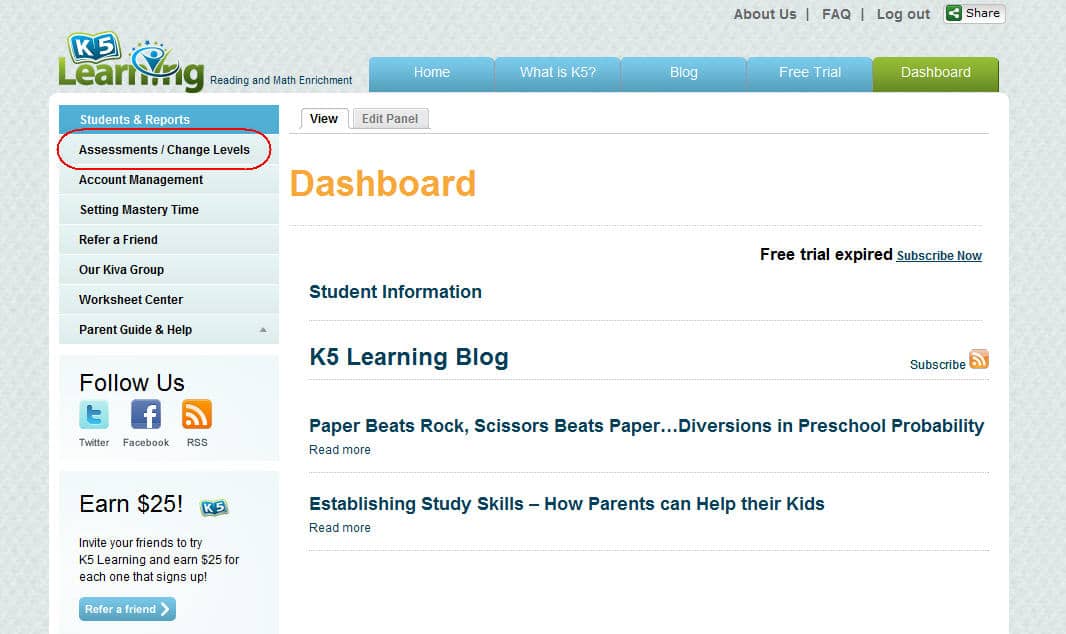 assessment tab