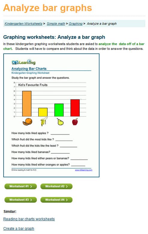 kindergarten bar graphs worksheets