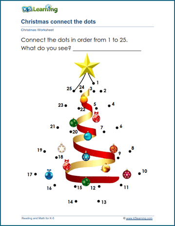 Christmas dot to dot worksheet
