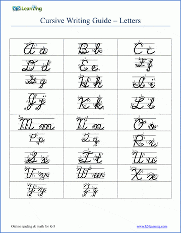 Free Cursive Writing Worksheets Printable K5 Learning