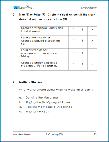 grade 3 reading comprehension exercise