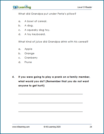 grade 3 reading comprehension exercise