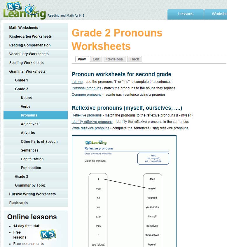 grade 2 pronouns grammar