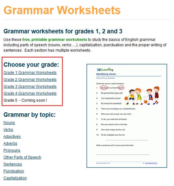 Free Worksheets For Grade 4 English Grammar