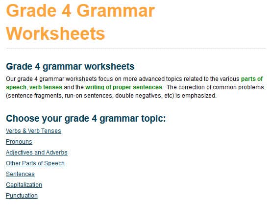 grade 4 grammar sections