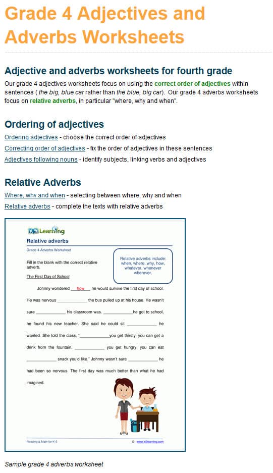 grade 4 adjectives and adverbs worksheets