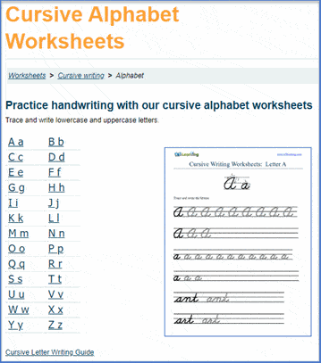 cursive alphabet pages