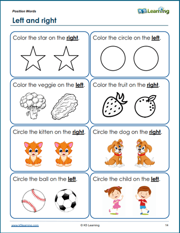 Kindergarten position words