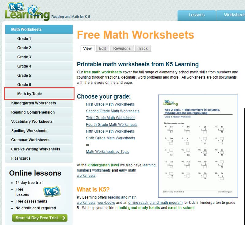 search by topic for math worksheets k5 learning