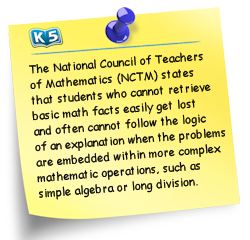 NCTM quote about learning math facts