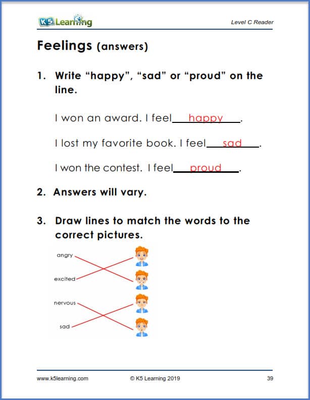 reading comprehension story answers