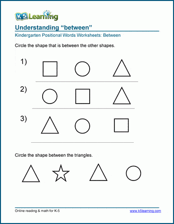 Between position worksheets