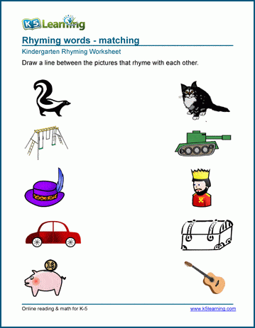 Kindergarten rhyming worksheets