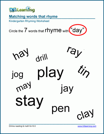 Rhyming words - Find the match