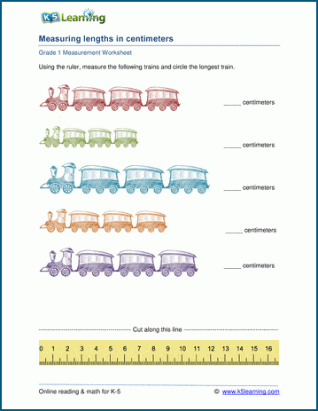 grade 1 measurement worksheet measuring length with a