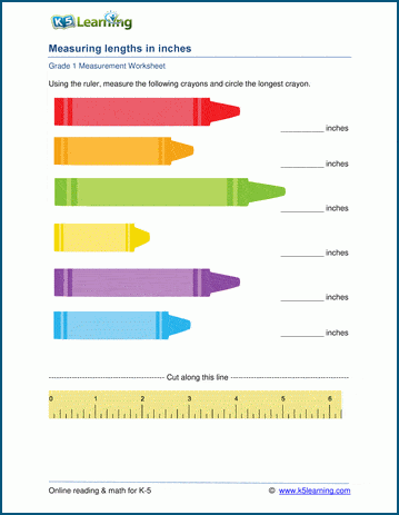 Grade 1 measurement worksheets: Measuring lengths with a ruler | K5 Learning