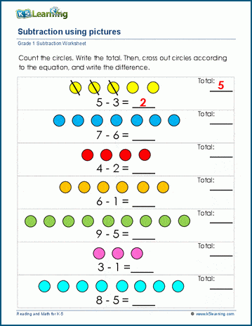 math subtraction worksheets for grade 1