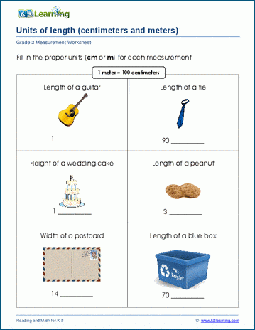 Grade 2 Measurement Worksheet on metric units of length
