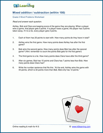 2nd grade math word problem worksheets free and printable k5 learning