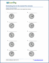 Grade Three Time Worksheet: Estimating time and units of time | K5 Learning