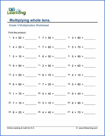 Third grade math worksheets - free & printable | K5 Learning