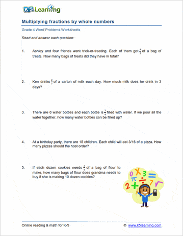 Sample Grade 4 Word Problem Worksheet